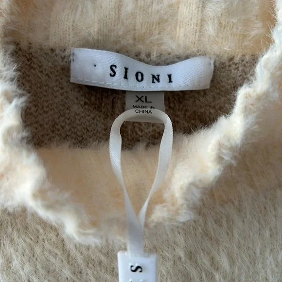 Sioni Butterfly Print Cream & Brown Mock Neck Sweater New With Tag Extra Large - Picture 11 of 16